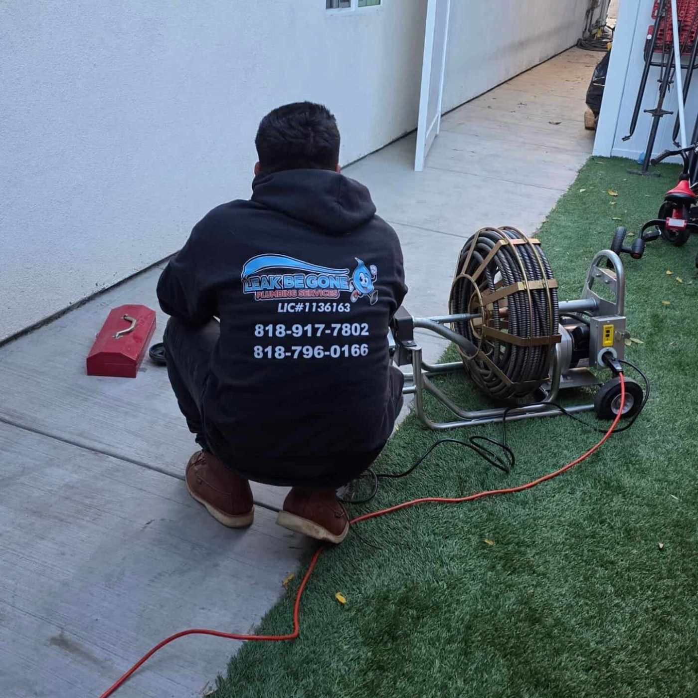 Emergency plumbing leak repair service by Leak Be Gone Plumbing. Expert technicians fixing undergrou.
