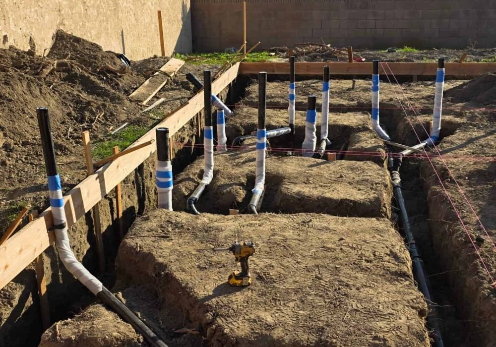 Underground plumbing pipes installation for leak prevention by Leak Be Gone Plumbing. Expert plumbin.